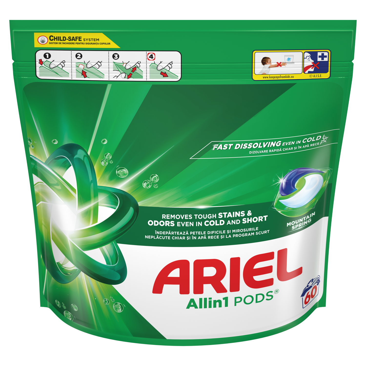 Tablete za pranje veša ARIEL PODS Mountain spring  zip 60kom