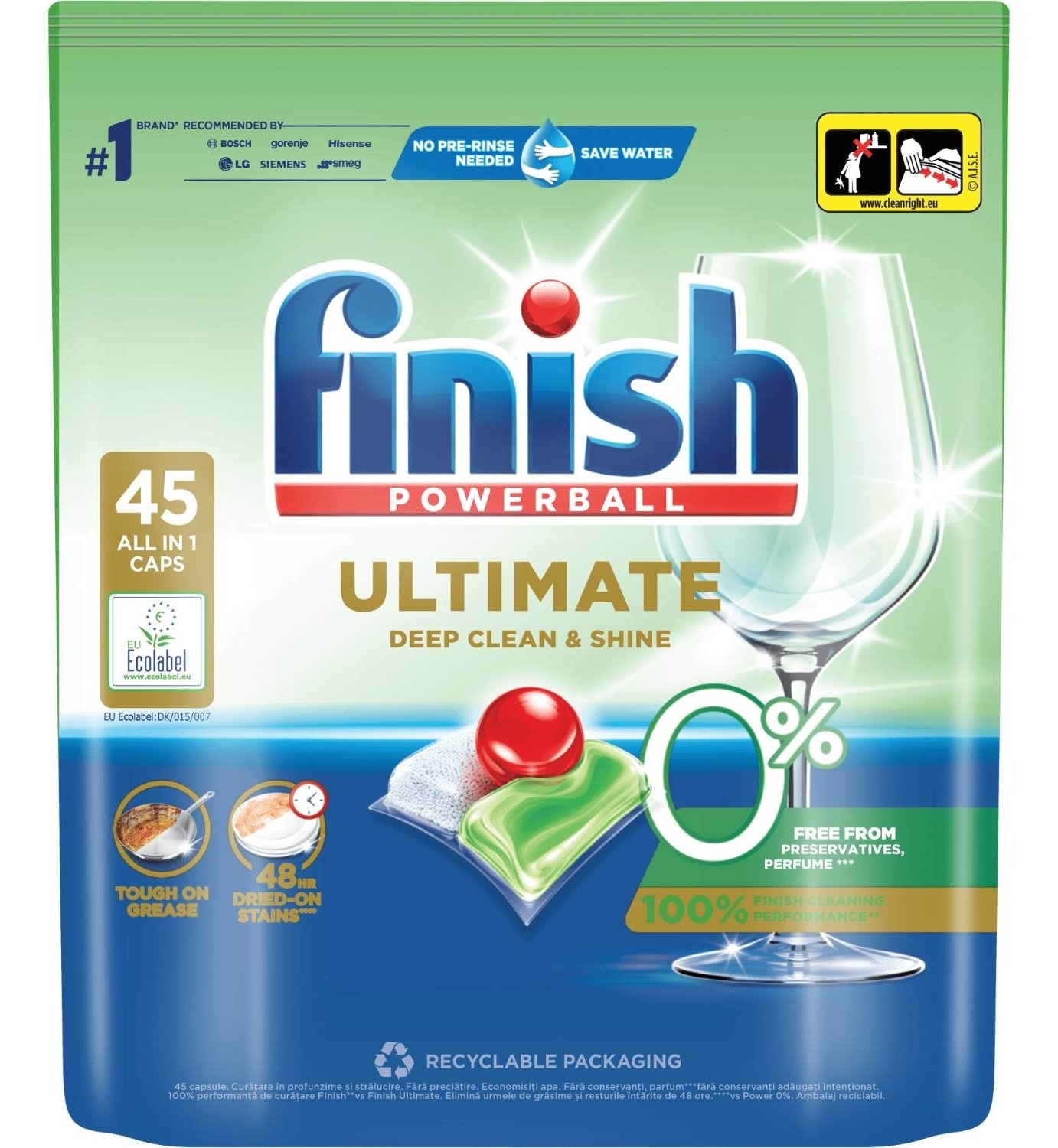 Tablete FINISH Ultimate 0% parfema 45kom