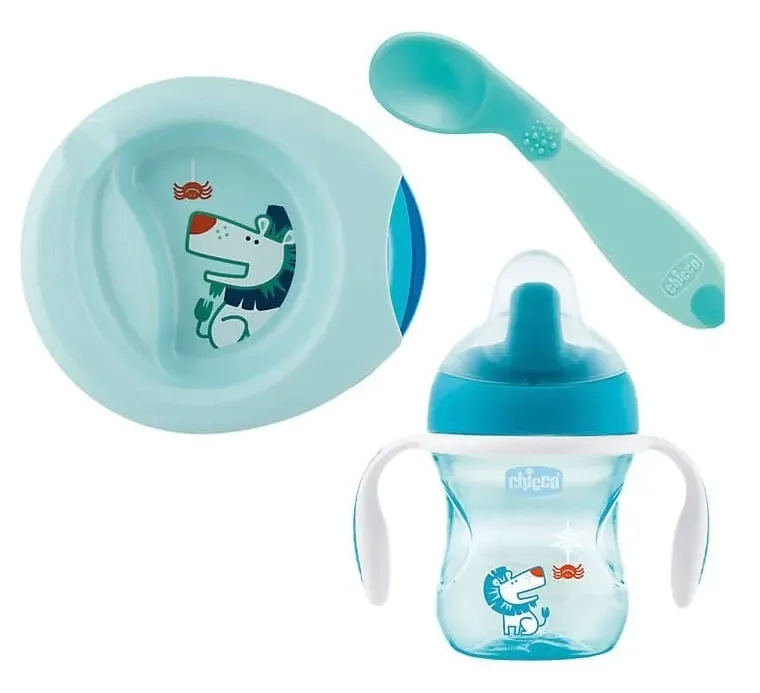 CHICCO Pribor set za hranjenje beba (6m+) plavi