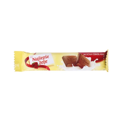 Čokoladni mini bar NAJLEPŠE ŽELJE visok sadrž.m 30g