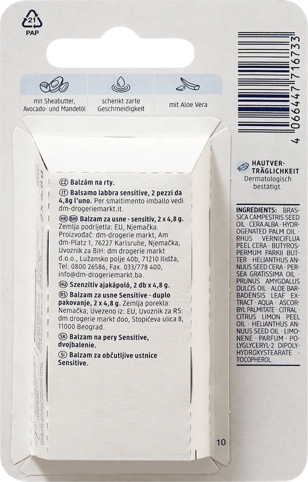 Balzam za usne BALEA Sensitive moisture care 2kom
