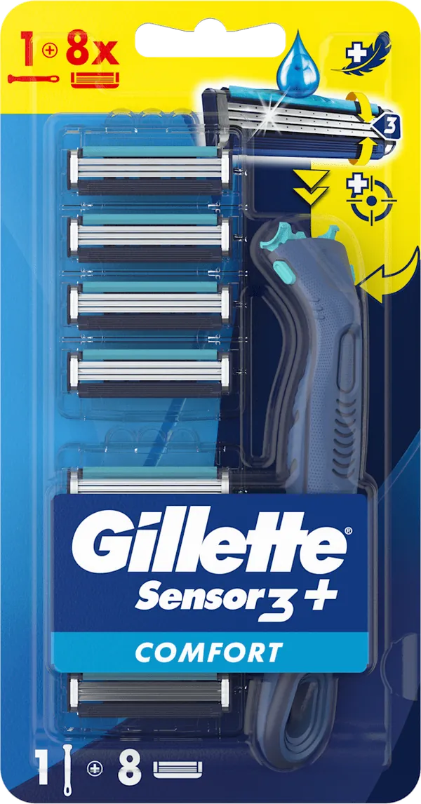 Brijač za muškarce GILLETTE Sensor3+ COMFORT drška brijač + 8 glava za Brijač za muškarce , 1 kom