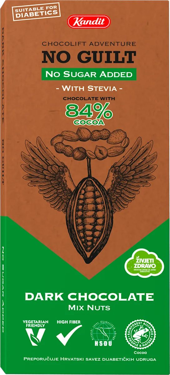 Čokolada KANDIT crna no guilt mix nuts 84% 80g