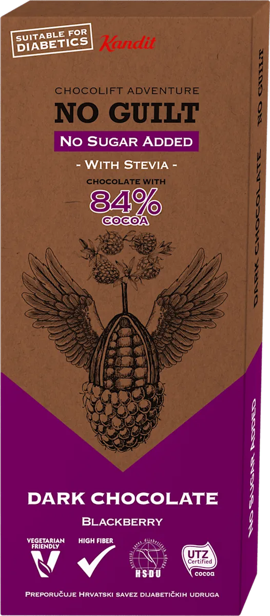 Čokolada KANDIT No Guilt Crna sa kupinom bez dodatog šećera 80g