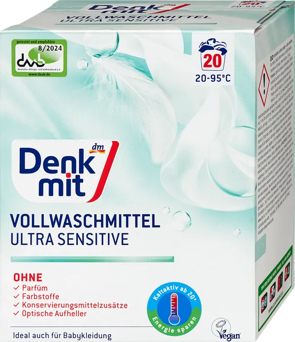Deterdžent za pranje veša DENKMIT Ultra sensitive za beli veš 20 pranja