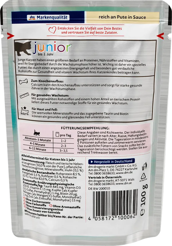 Hrana za mačke DEIN BESTES Junior ćuretina u sosu 100g