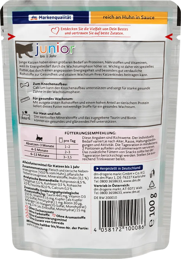 Hrana za mačke DEIN BESTES Junior piletina u sosu 100g