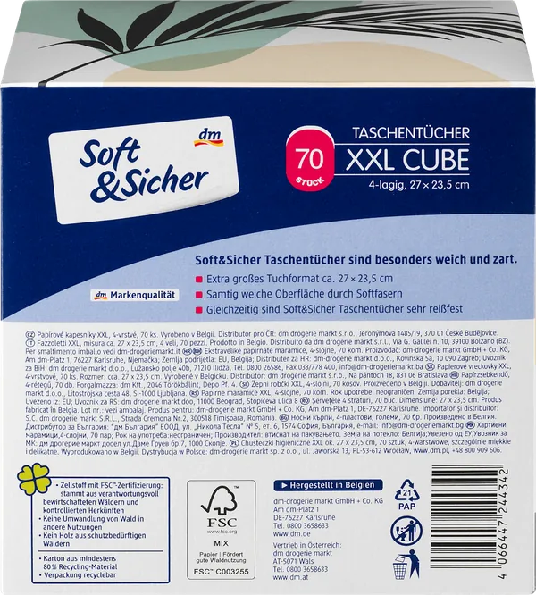 Papirne maramice SOFT&SICHER kutija XXL 4sloja 70kom (više vrsta)