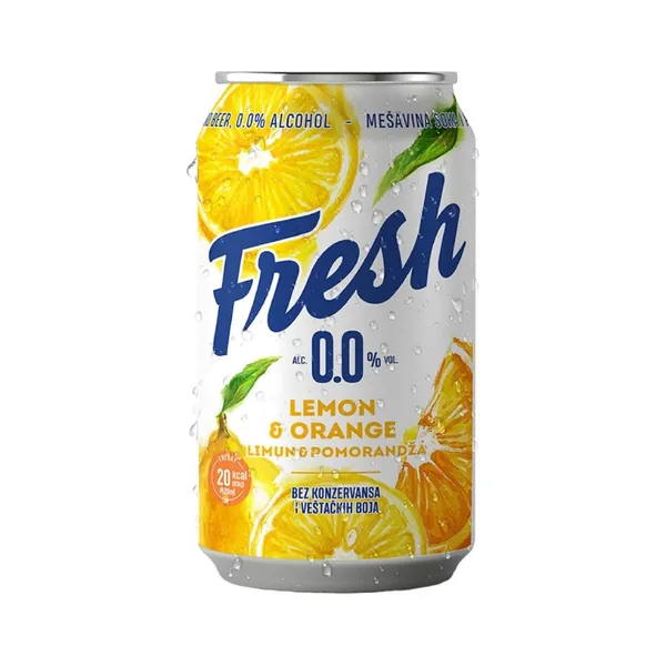 Pivo sa ukusom JELEN Fresh limun pomorandža 0% 0,33l