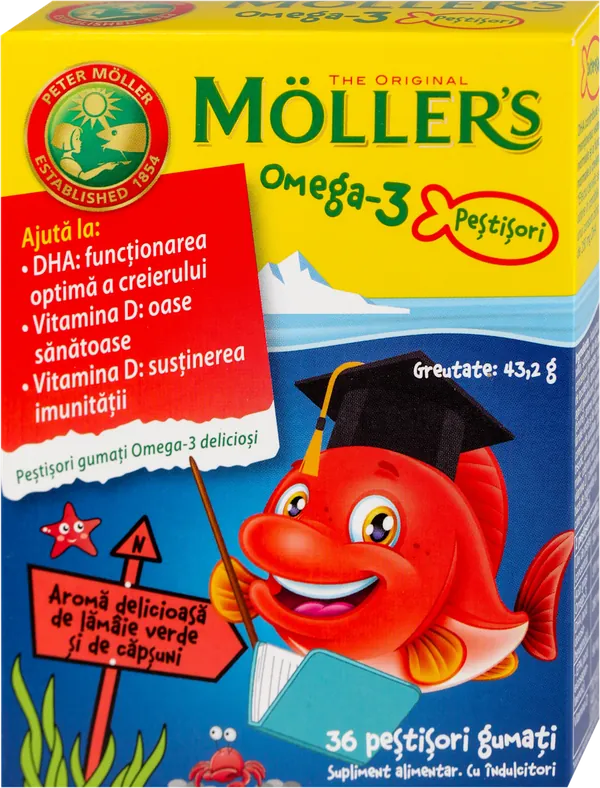 Preparati za decu MOLLERS MÃ¶ller's Omega-3 Jelly Fish - gumene ribice, ukus jagode, 36 kom.